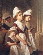 Sophie anderson Foundling Girls in their School Dresses at Prayer in the Chapel USA oil painting artist